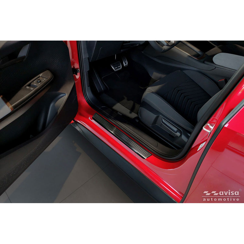 Avisa Black Inox Einstiegsleistenschutz geeignet für Volkswagen ID.3 2020-2023 & FL 2023- / Cupra Born 2021- / MG 4 2022- / MG HS II 2024- 'Linien' - 4-teilig