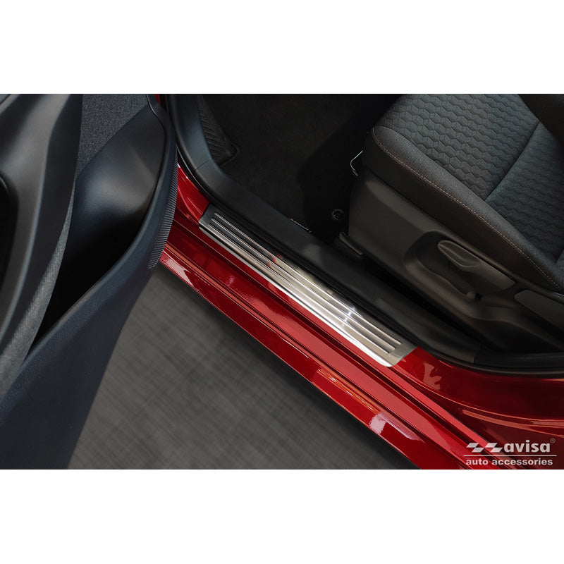 Avisa, Einstiegsleisten, Edelstahl, Passend für Toyota Yaris 2020- inkl. Facelift, 'Lines' – 4 Teile