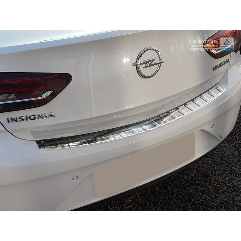 Avisa, Edelstahl Heckstoßstangenschutz passend für Opel Insignia Grand Sport 5-türer 2017-2020 & FL 2020- Ribs, Silber