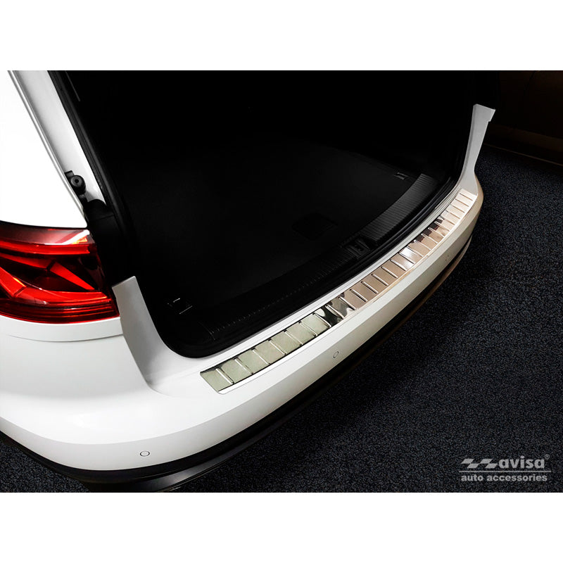 Avisa, Edelstahl Heckstoßstangenschutz passend für Volkswagen Touareg III (CR7) 2018- inkl. Facelift Ribs, Silber