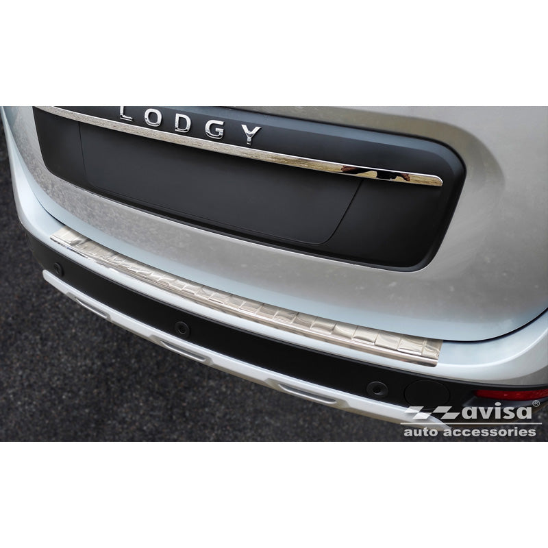 Avisa, Edelstahl Heckstoßstangenschutz passend für Dacia Lodgy 2012-2017 & FL 2017- Ribs, Silber