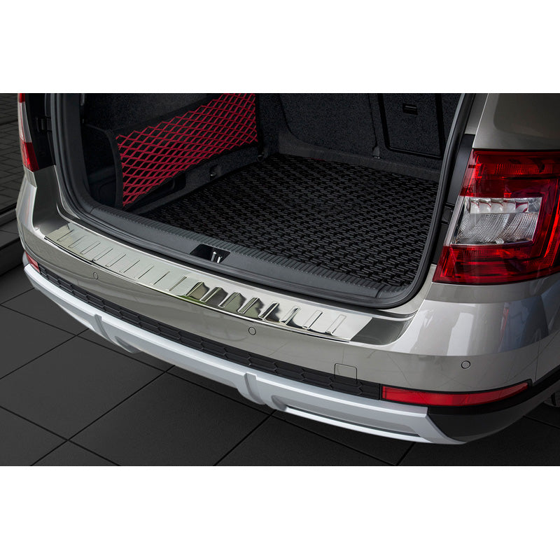 Avisa, Edelstahl Heckstoßstangenschutz passend für Skoda Octavia III Scout 2014-2020 Ribs, Silber