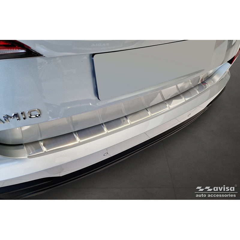 Avisa, Edelstahl Heckstoßstangenschutz passend für Skoda Kamiq Facelift 2024- Ribs, Silber