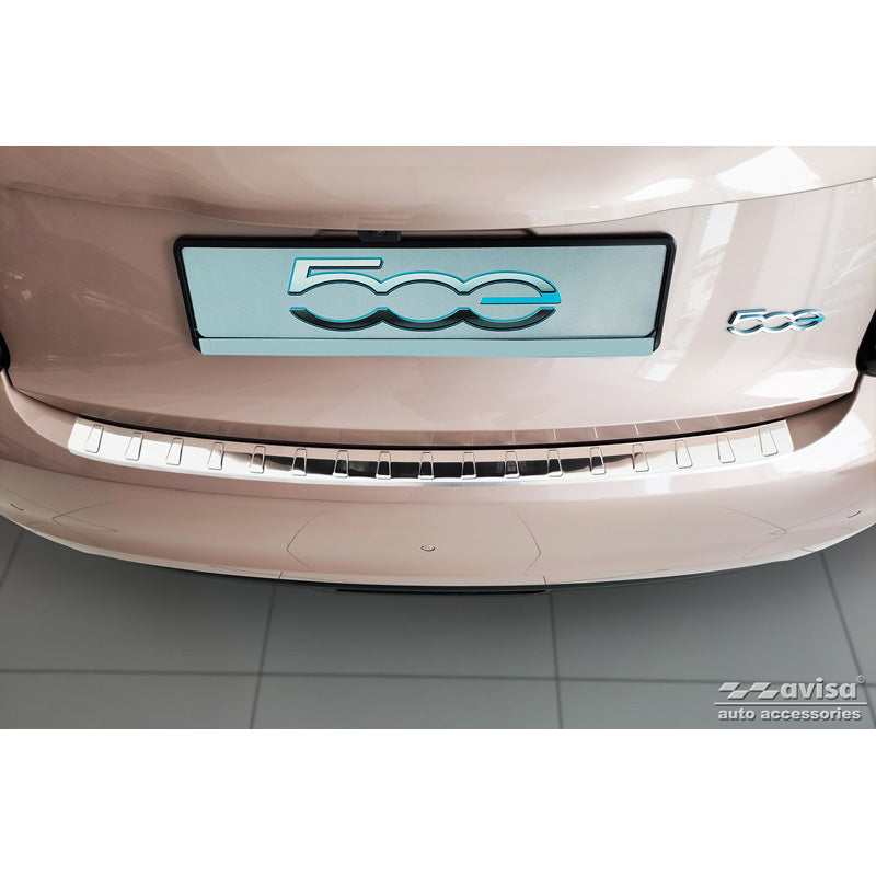 Avisa, Edelstahl Heckstoßstangenschutz passend für Fiat 500e Berlina, 3+1 & Cabrio 2020- Ribs, Silber