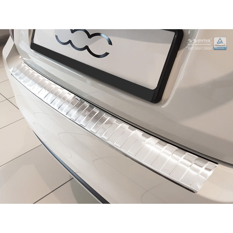 Avisa, Edelstahl Heckstoßstangenschutz passend für Fiat & Abarth 500 2015- (inkl. Hybrid) Ribs, Silber