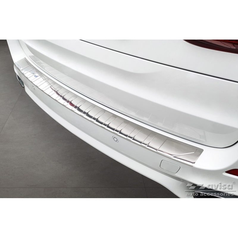 Avisa, Edelstahl Heckstoßstangenschutz passend für BMW X5 F15 2013-2018 mit M-Paket Ribs, Silber