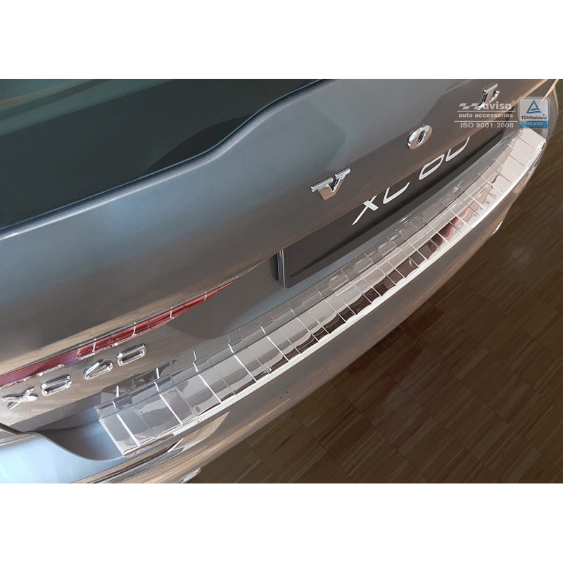 Avisa, Chrom Edelstahl Heckstoßstangenschutz passend für Volvo XC60 II 2017-2021 & FL 2021- inkl. R-Design Ribs