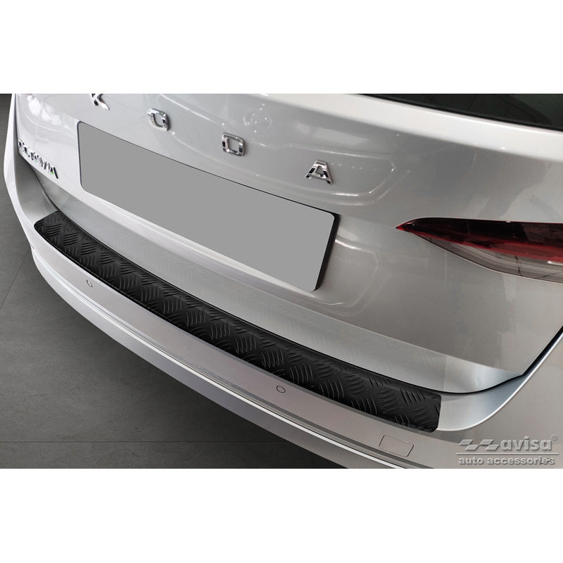 Avisa, Matt-Schwarz Aluminium Heckstoßstangenschutz passend für Skoda Octavia IV Kombi 2020-2024 & FL 2024- (inkl. RS, exkl. Scout) Riffled Plate, Mattschwarz