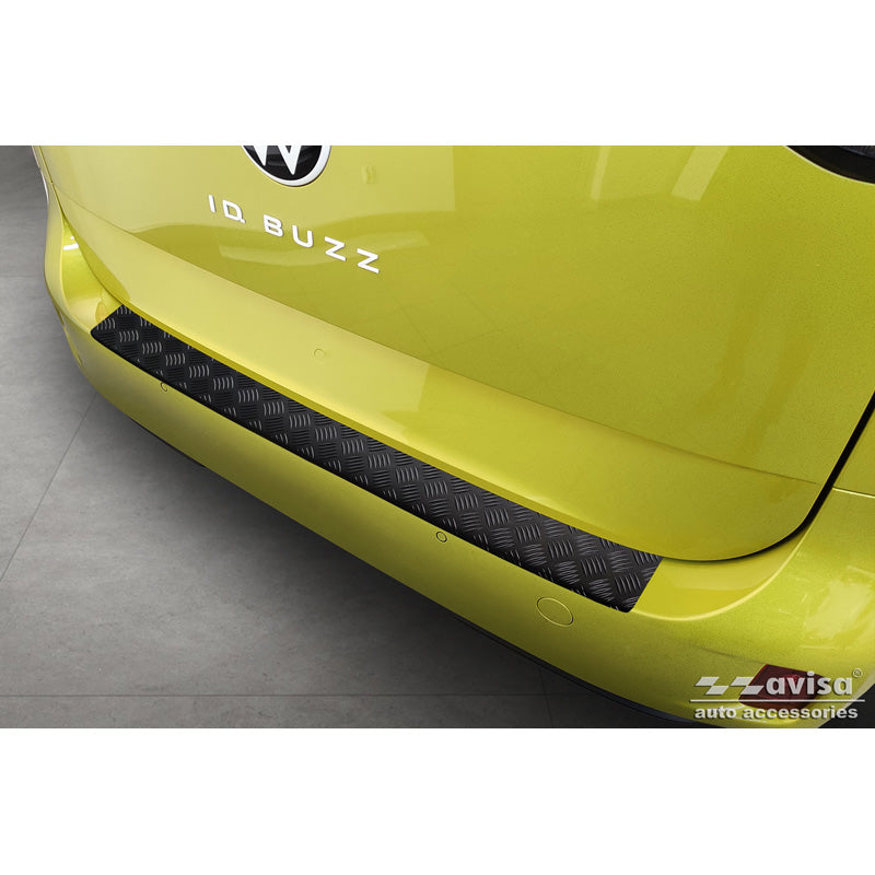 Avisa, Matt-Schwarz Aluminium Heckstoßstangenschutz passend für Volkswagen ID. Buzz + Cargo 2022- Riffled Plate, Mattschwarz