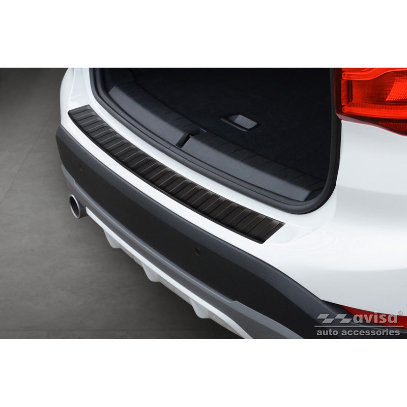 Avisa, Matt-Schwarz Edelstahl Heckstoßstangenschutz passend für BMW X1 (F48) 2015-2022 Ribs, Mattschwarz