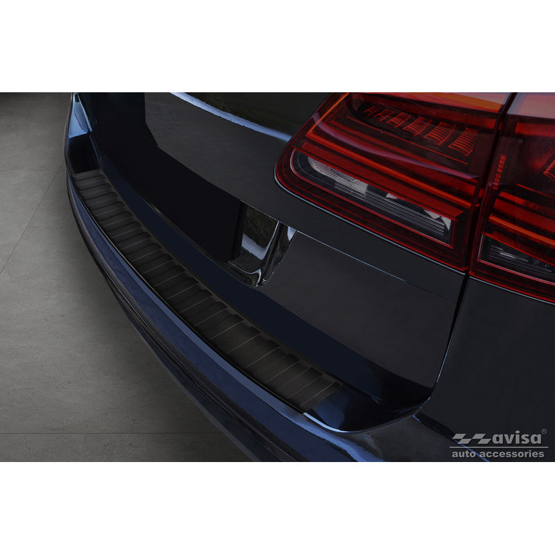 Avisa, Matt-Schwarz Edelstahl Heckstoßstangenschutz passend für Seat Alhambra & Volkswagen Sharan II 2010- Ribs, Mattschwarz