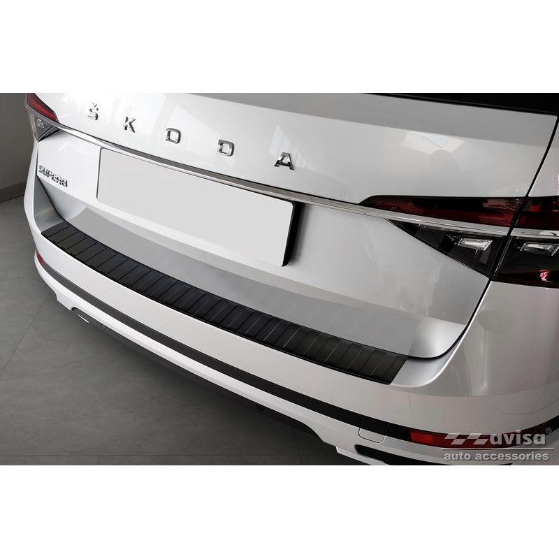 Avisa, Matt-Schwarz Edelstahl Heckstoßstangenschutz passend für Skoda Superb III Combi 2015-2019 & Facelift 2019-2024 inkl. Scout Ribs, Mattschwarz