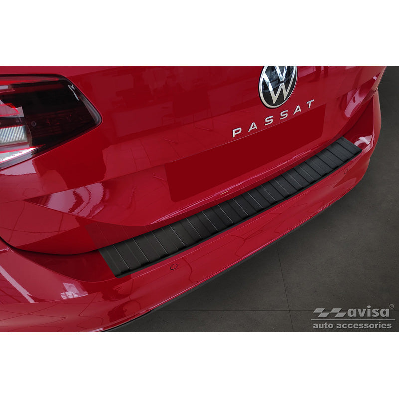 Avisa, Matt-Schwarz Edelstahl Heckstoßstangenschutz passend für Volkswagen Passat 3G Variant 2014-2023 Ribs, Mattschwarz