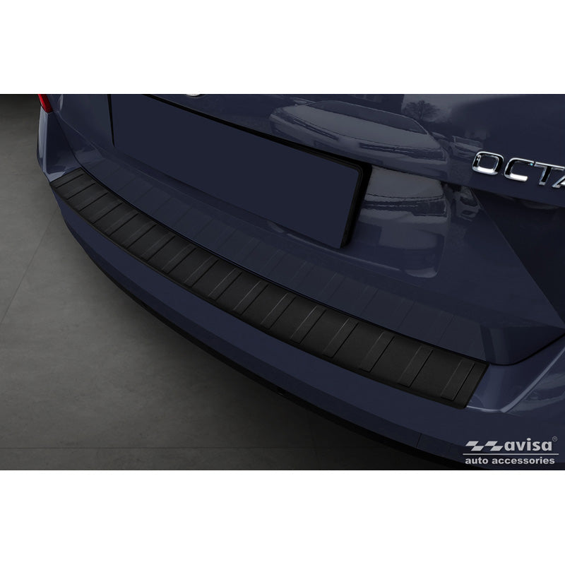 Avisa, Ladekantenschutz, Edelstahl, Mattschwarz, Passend für Skoda Octavia III Combi (5E5) Facelift 2017-2020, 'Ribs'