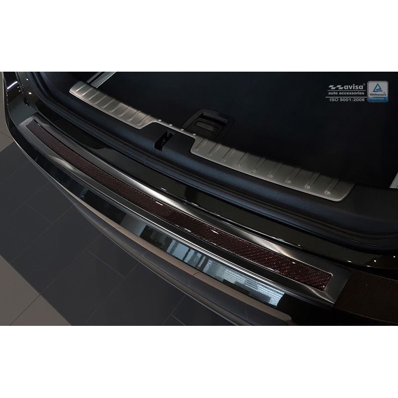 Avisa, Edelstahl Heckstoßstangenschutz Deluxe passend für BMW X6 F16 2014-2019 Schwarz/Rot-Schwarz Karbon exkl. M-Paket, Carbon, Edelstahl, Carbon, Rot, Schwarz