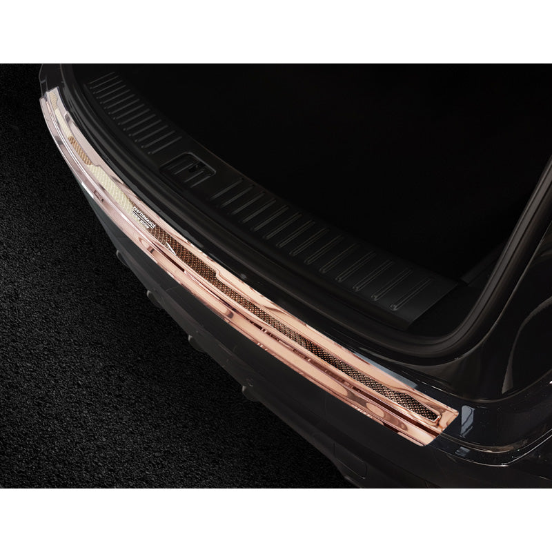Avisa, Edelstahl Heckstoßstangenschutz Deluxe passend für Porsche Cayenne III 2017- Performance Spiegelkupfer/Kupfer Karbon, Carbon, Edelstahl, Carbon, Kupfer