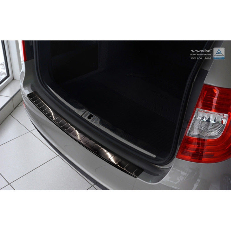 Avisa, Schwarz Edelstahl Heckstoßstangenschutz passend für Skoda Superb Kombi 2013-2015 Ribs