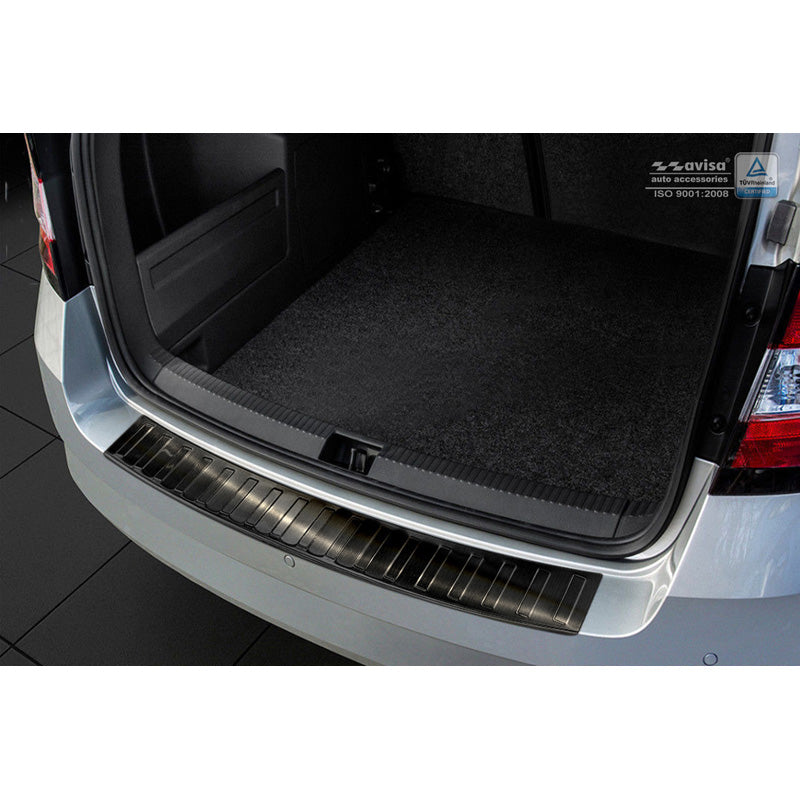 Avisa, Schwarz Edelstahl Heckstoßstangenschutz passend für Skoda Fabia III Combi 2015- Ribs
