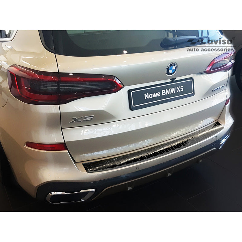 Avisa, Schwarz Edelstahl Heckstoßstangenschutz passend für BMW X5 (G05) M-Paket 2018- exkl. M-Competition Ribs