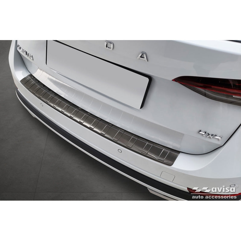 Avisa, Schwarz Edelstahl Heckstoßstangenschutz passend für Skoda Octavia Scout (NX5) 2020- Ribs