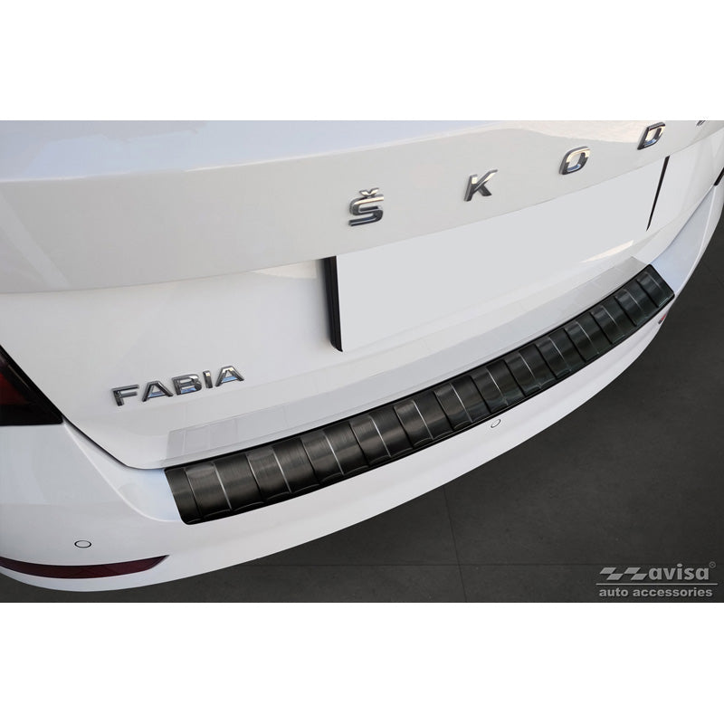 Avisa, Schwarz Edelstahl Heckstoßstangenschutz passend für Skoda Fabia III Combi FL 2018- Ribs