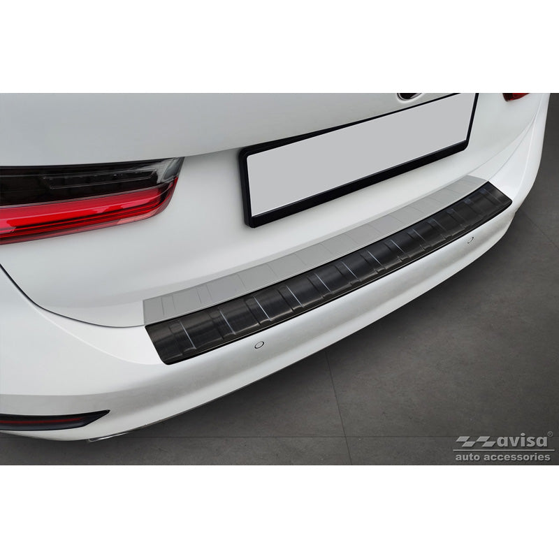 Avisa, Schwarz Edelstahl Heckstoßstangenschutz passend für BMW 3er G21 Touring 2019-2022 Ribs