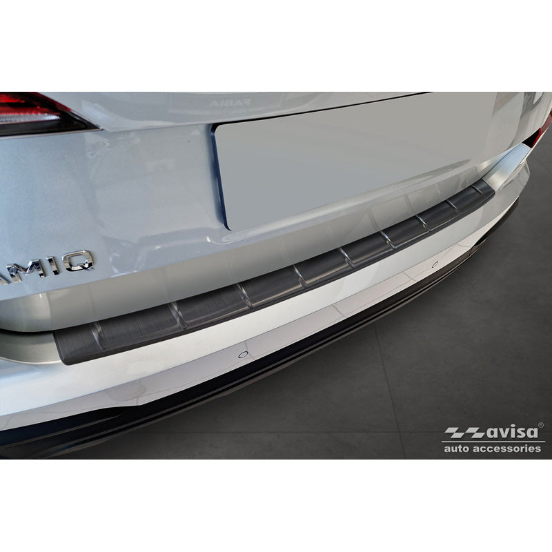 Avisa, Schwarz Edelstahl Heckstoßstangenschutz passend für Skoda Kamiq Facelift 2023- Ribs