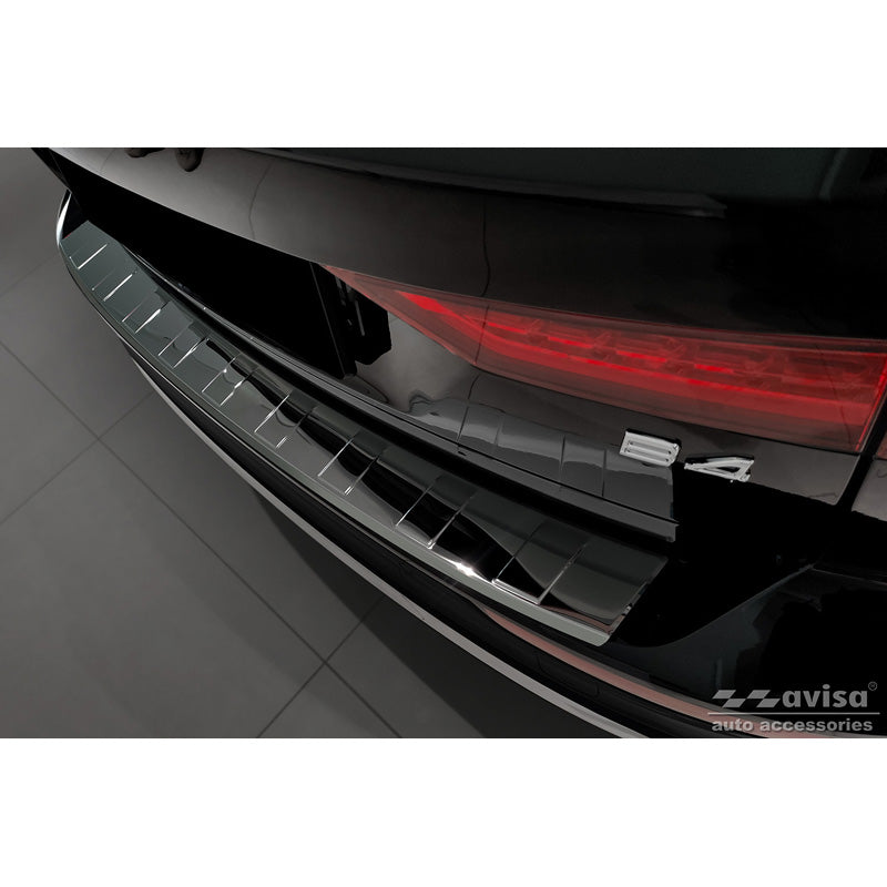 Avisa, Schwarz-Chrom Edelstahl Heckstoßstangenschutz passend für Volvo V60 II / V60 II Cross Country 2018- & V60 II Plug- In Hybrid / R-Design 2019- Ribs, Chrom, Schwarz