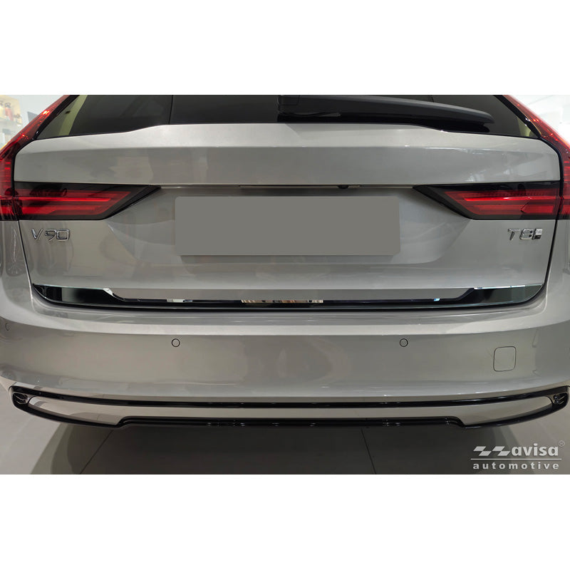 Avisa, Heckklappenleiste, schwarzes Chrom-Edelstahl, passt zu Volvo V90 II (2016-)