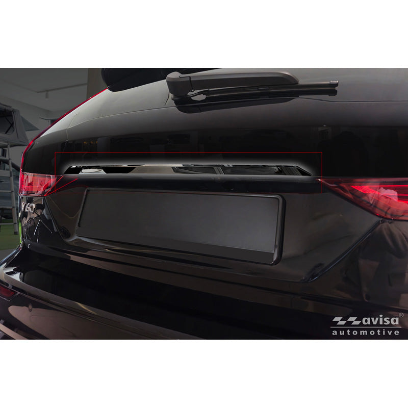 Avisa, Heckklappenleiste, schwarzes Chrom-Edelstahl, passt zu Volvo V60 II (2018-)