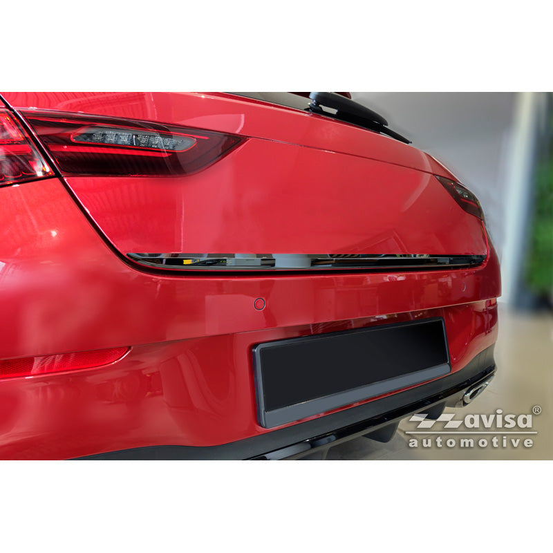 Avisa, Heckklappenleiste, schwarzes Chrom-Edelstahl, passt zu Mercedes CLA Shooting Brake (X118) (2019-)