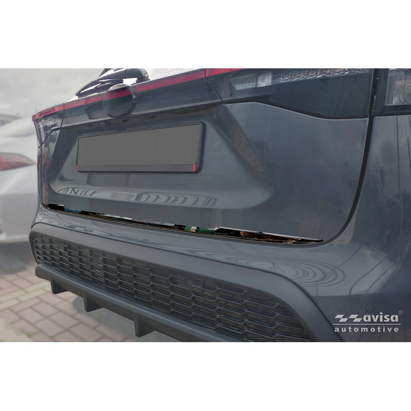 Avisa, Heckklappenleiste, schwarzes Chrom-Edelstahl, passt zu Toyota Yaris Cross (MXP) (2020-)