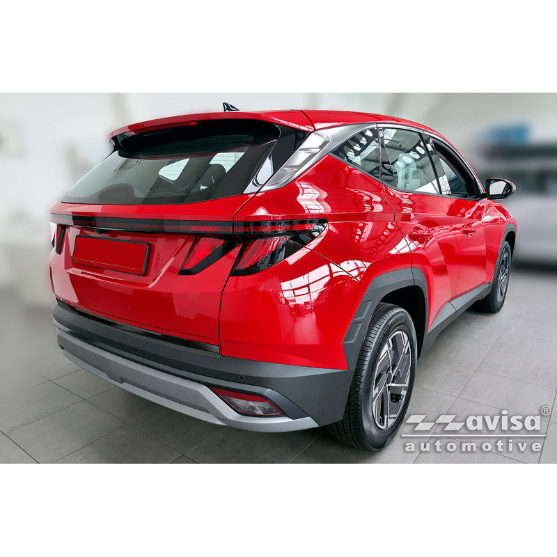 Avisa, Heckklappenleiste, schwarzes Chrom-Edelstahl, passt zu Hyundai Tucson IV (2020-2024) & Facelift (2024-)