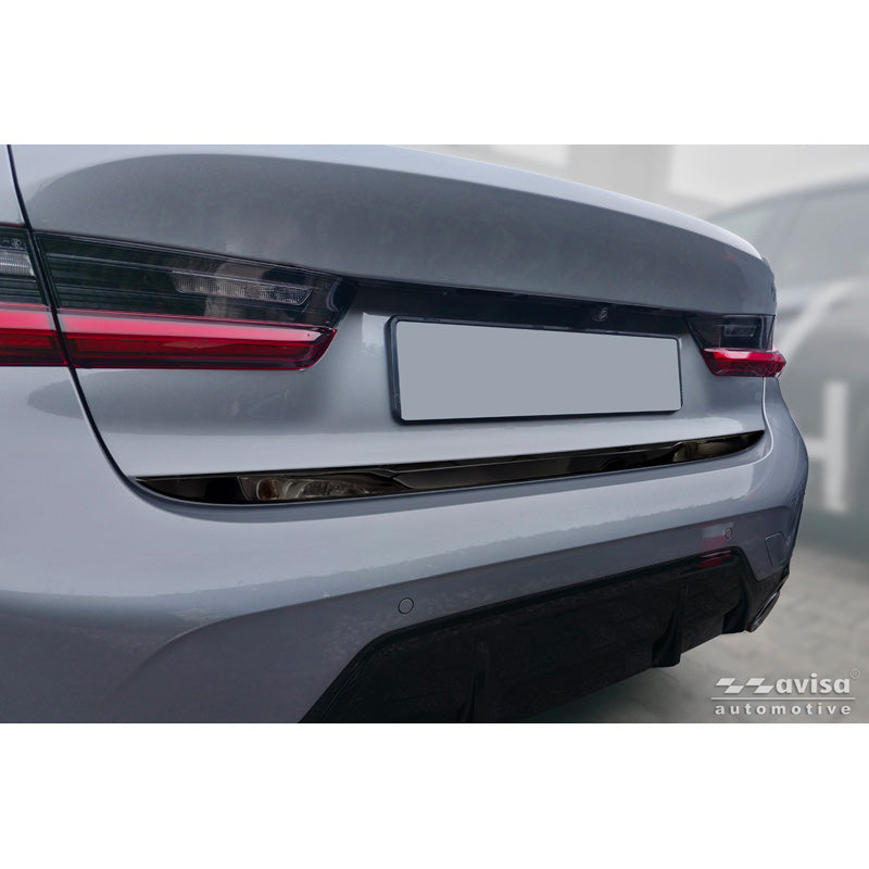 Avisa, Heckklappenverkleidung, schwarzer Chrom-Edelstahl, passt zu BMW 3-Serie (G20) M-Sport Facelift (2018-2022), Facelift (2022-2024) & Facelift (2024-)