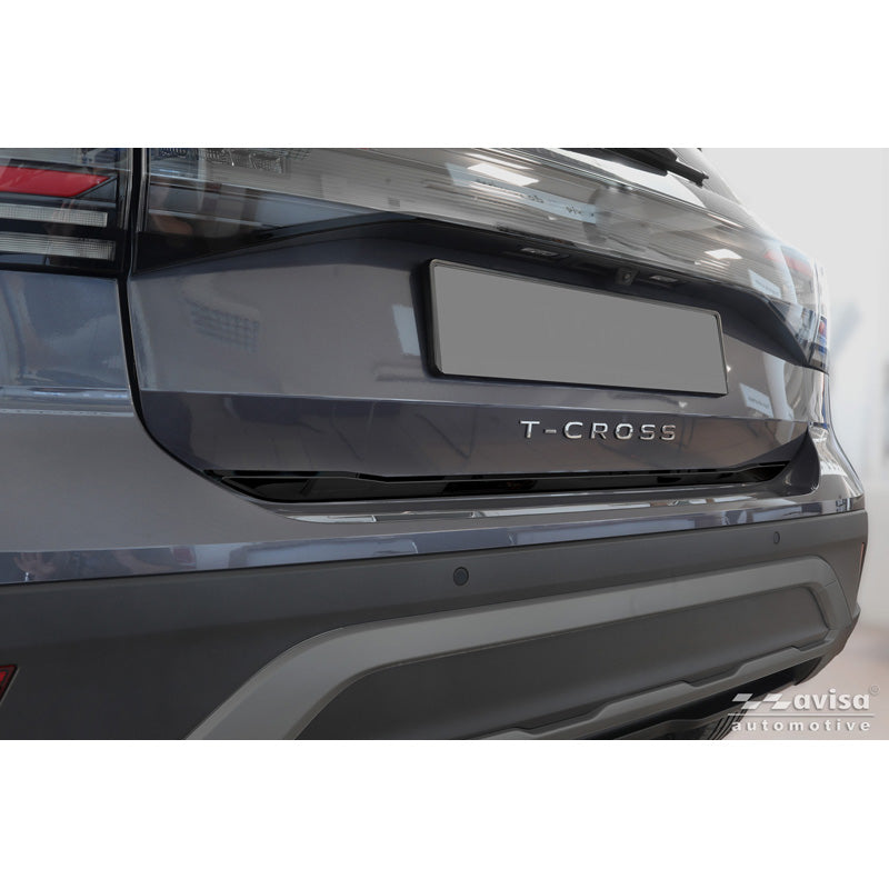 Avisa, Heckklappenleiste, schwarzer Chrom-Edelstahl, passt zu Volkswagen T-Cross (2019-2024) & Facelift (2024-)