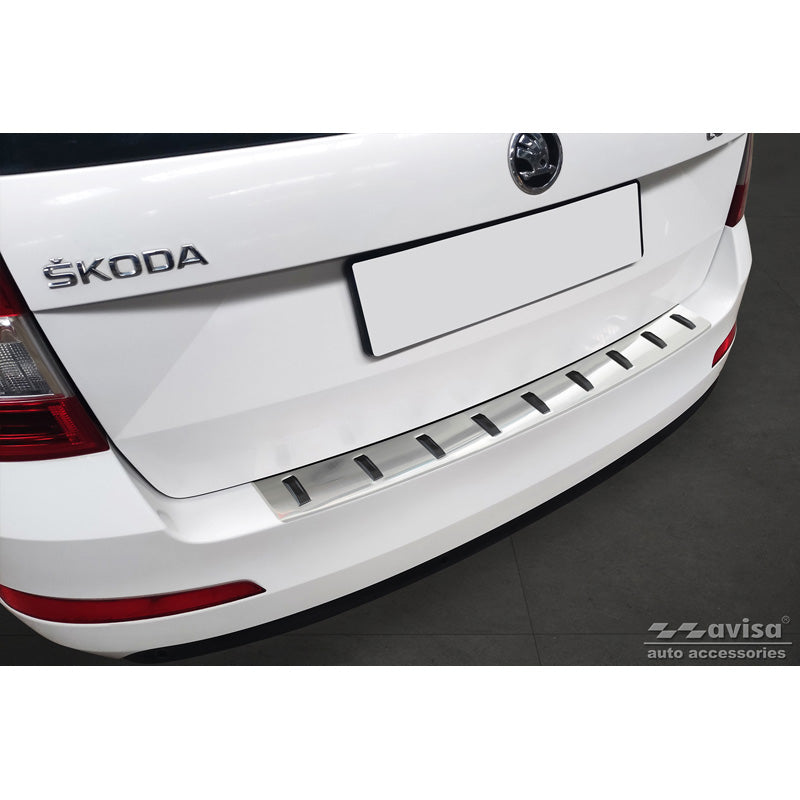 Avisa, Edelstahl Heckstoßstangenschutz passend für Skoda Octavia III Combi 2013-2017 STRONG EDITION, PU-Rim, Edelstahl, Silber