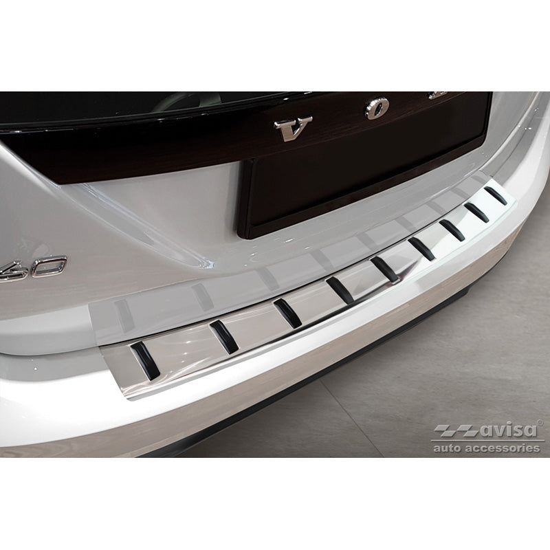 Avisa, Edelstahl Heckstoßstangenschutz passend für Volvo V60 2010-2018 & V60 Cross country 2015-2018 STRONG EDITION, PU-Rim, Edelstahl, Silber