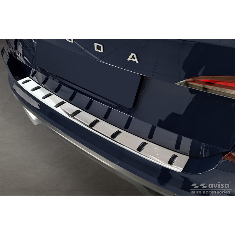 Avisa, Edelstahl Heckstoßstangenschutz passend für Skoda Kamiq 2019- STRONG EDITION, PU-Rim, Edelstahl, Silber