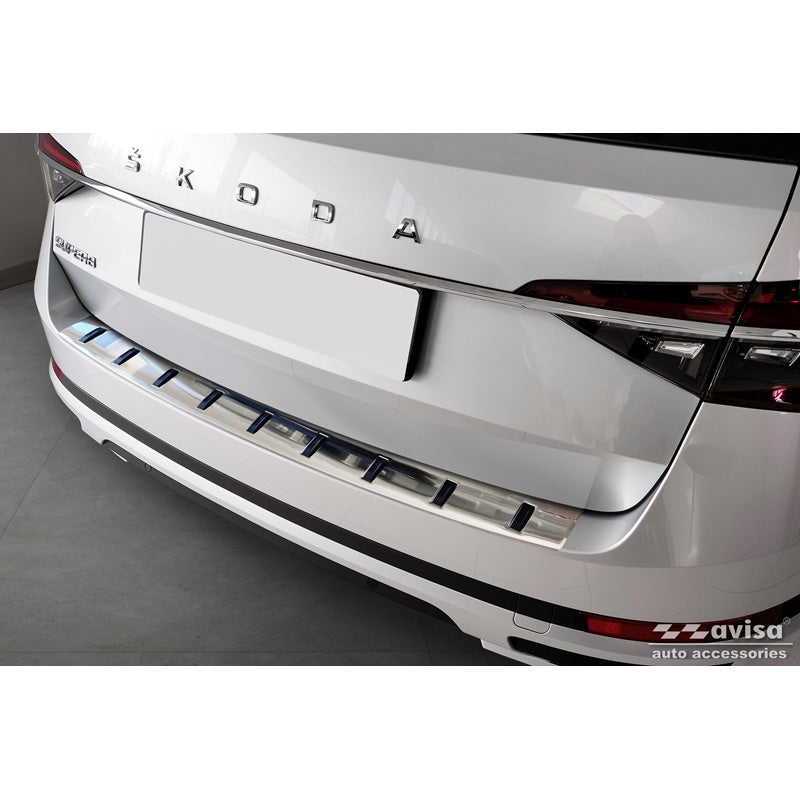Avisa, Edelstahl Heckstoßstangenschutz passend für Skoda Superb III Combi 2015-2023 inkl. Scout STRONG EDITION, PU-Rim, Edelstahl, Silber