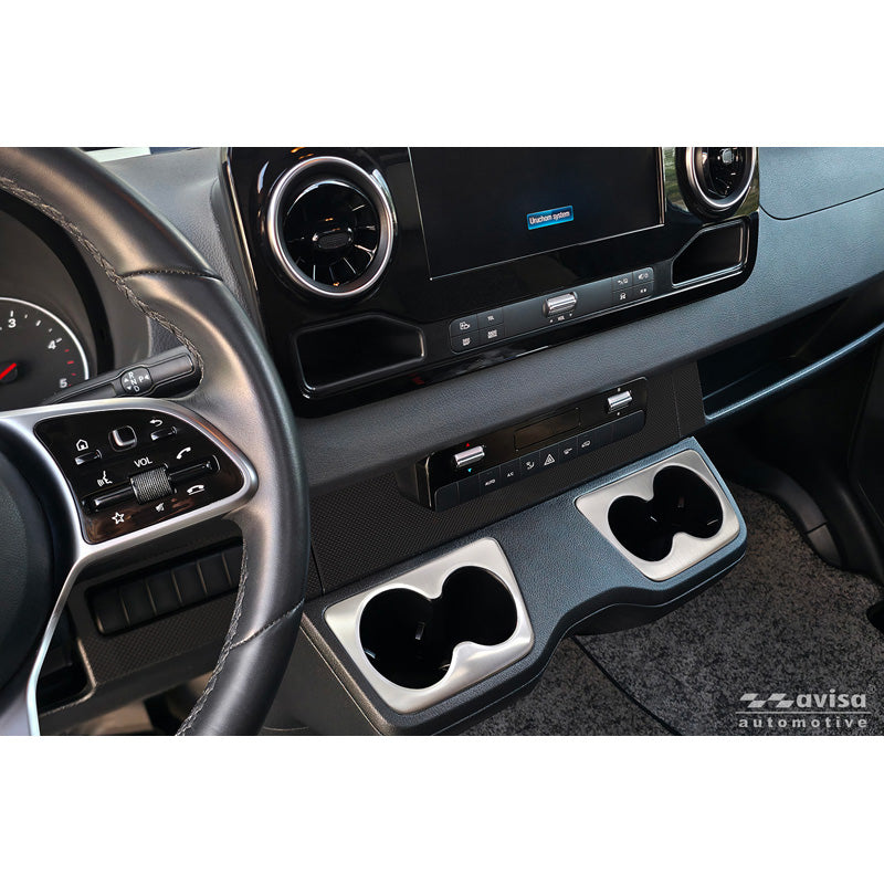 Avisa, Getränkehalter-Abdeckungen, Edelstahl, 2 Stk, passend für Mercedes Sprinter III (2018-), Silber