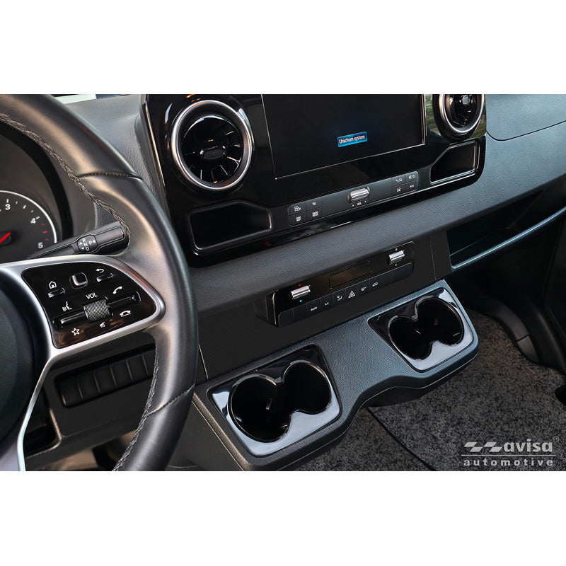 Avisa, Getränkehalter-Verkleidung, Edelstahl, schwarz, 2 Stk., passend für Mercedes Sprinter III (2018-)