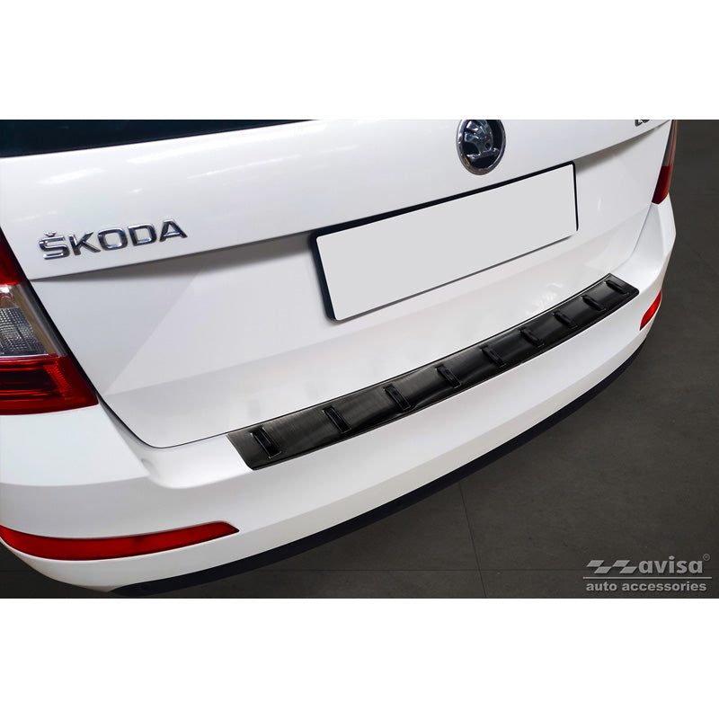 Avisa, Schwarz Edelstahl Heckstoßstangenschutz passend für Skoda Octavia III Combi 2013-2017 STRONG EDITION, PU-Rim, Edelstahl