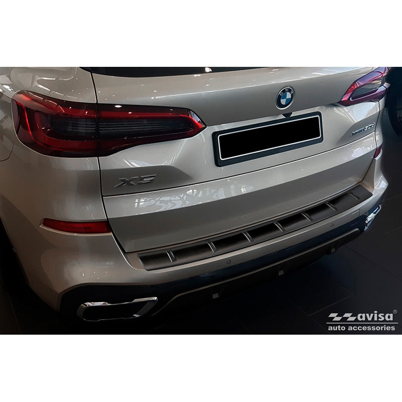 Avisa, Schwarz Edelstahl Heckstoßstangenschutz passend für BMW X5 (G05) M-Sport 2018- STRONG EDITION, PU-Rim, Edelstahl