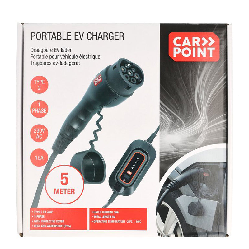 Carpoint, 230V Bærbar Oplader, Type 2, 1-faset 8-16A