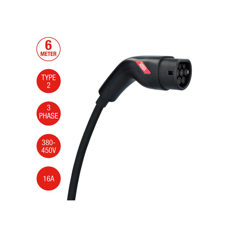 Carpoint, Electric Vehicle Opladningskabel Type2>2, 16A 3-Fase 6-meter