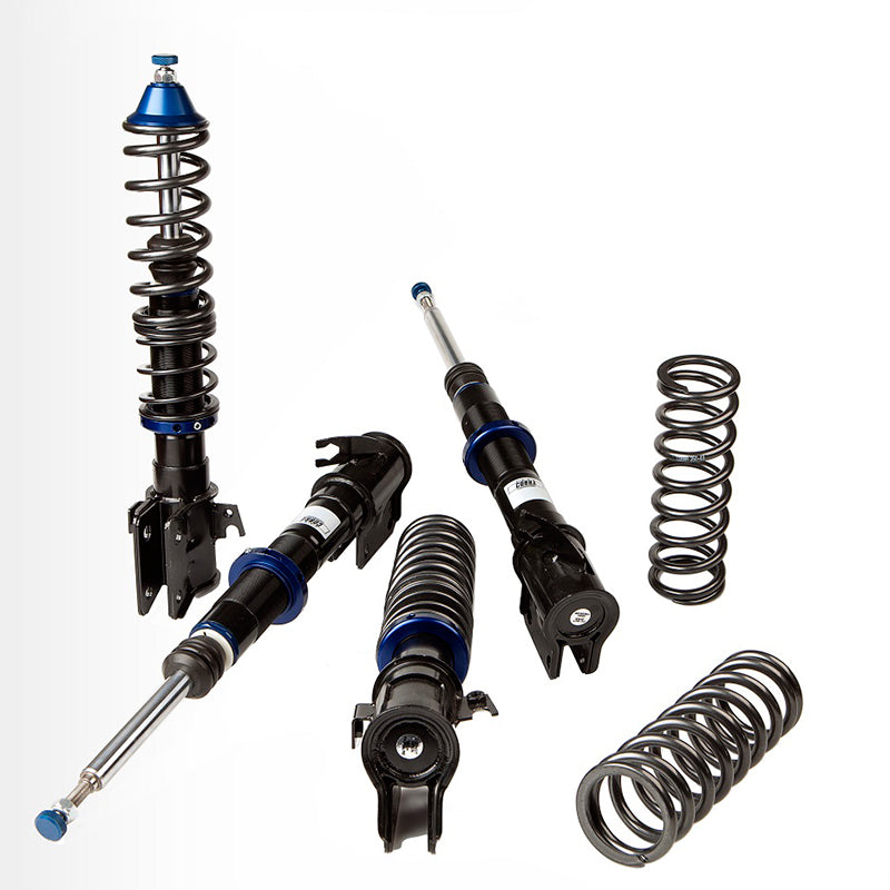 Cobra, EVO-III Gewindefahrwerke passend für Ford Focus II 1.6/Ti/1.8/2.0/1.6TDCi/1.8TDCi/2.0TDCi exkl. RS/Wagon 11/2004- 35-70/40-70mm, Stahl, Blau, Schwarz