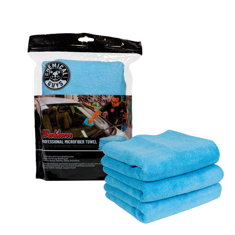 Chemical Guys Workhorse Mikrofasertuch in Profiqualität - Blau 16x16'' (3er Pack)