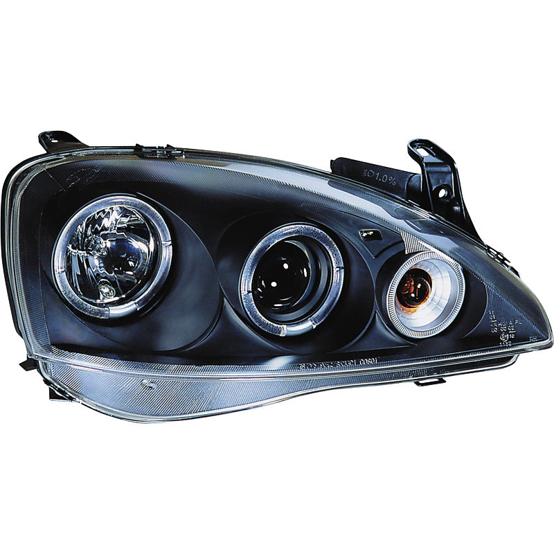 AutoStyle, Satz Scheinwerfer passend für Opel Corsa C 3/5-türig 2000-2004 - Schwarz - inkl. Standlichtringen