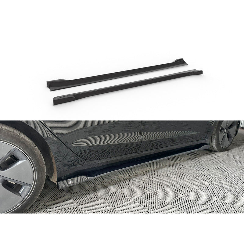 Motordrome, Seitenschweller, ABS-Kunststoff, Glanzschwarz, passt für Tesla Model 3 2017-2023 & Facelift 2023-