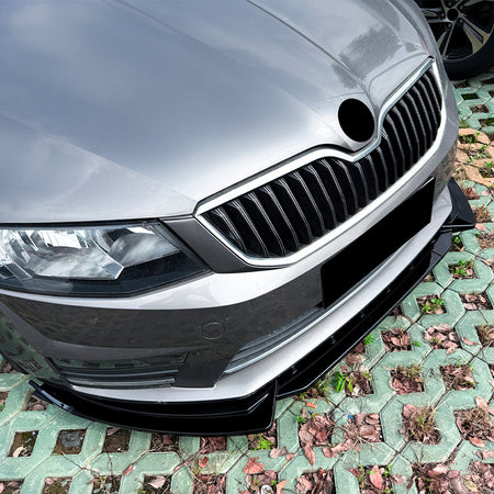 AutoStyle, Frontspoiler, 3-delt, passer til Skoda Octavia III (5E) HB/Kombi (2013-2017), Excl. RS, Blank sort ABS